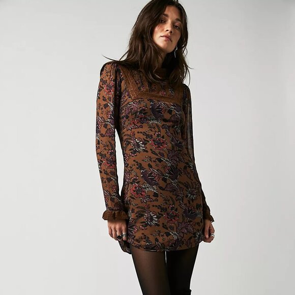 Free People Brown Floral Mini Dress - Picture 2 of 8